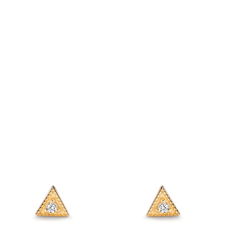 Orecchini a bottone Oro giallo 585/14 kt Diamante 0.016 ct, 2 pietra, w-si Ø3.5 mm