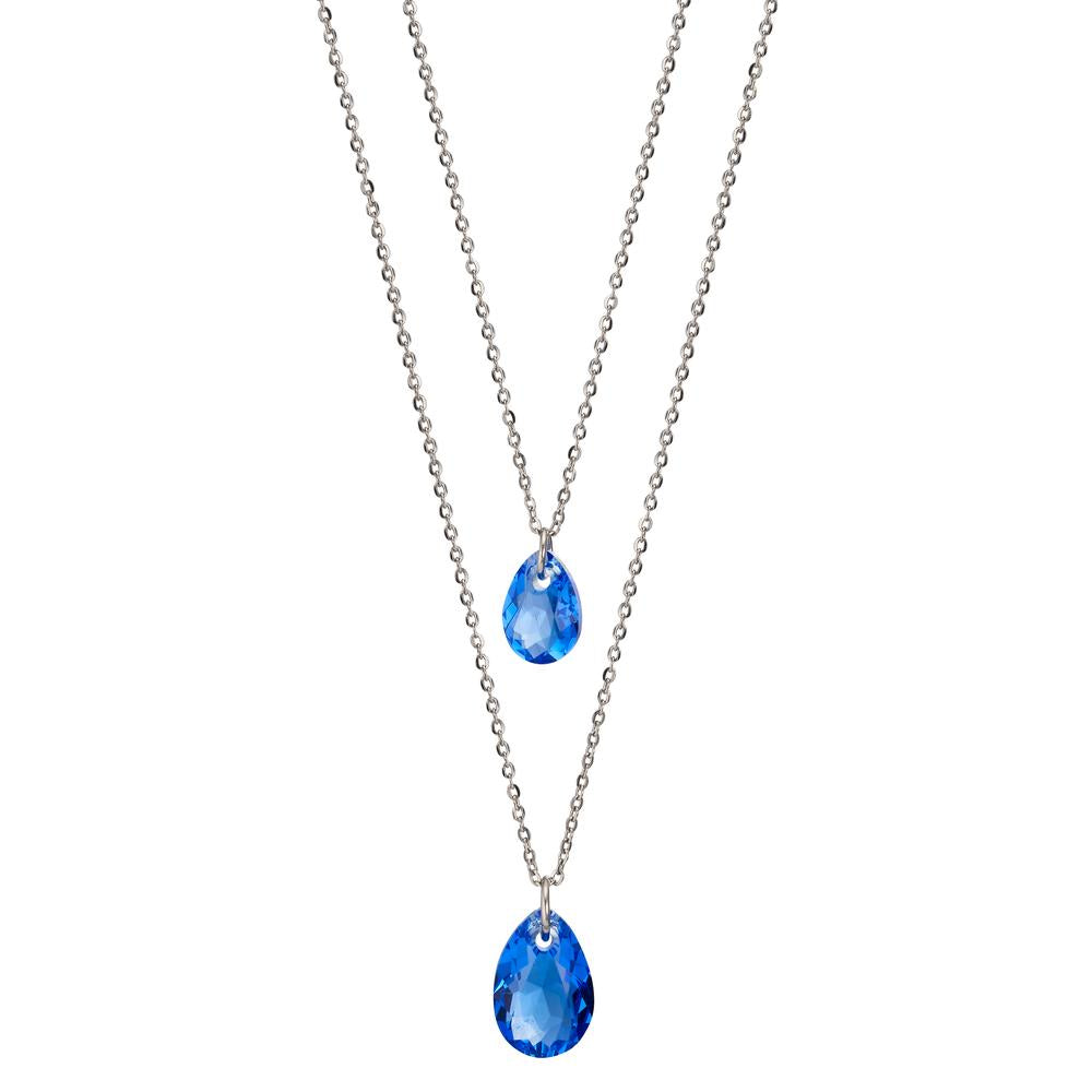 Collana Acciaio inossidabile Zirconia blu, 2 pietra 40-44 cm