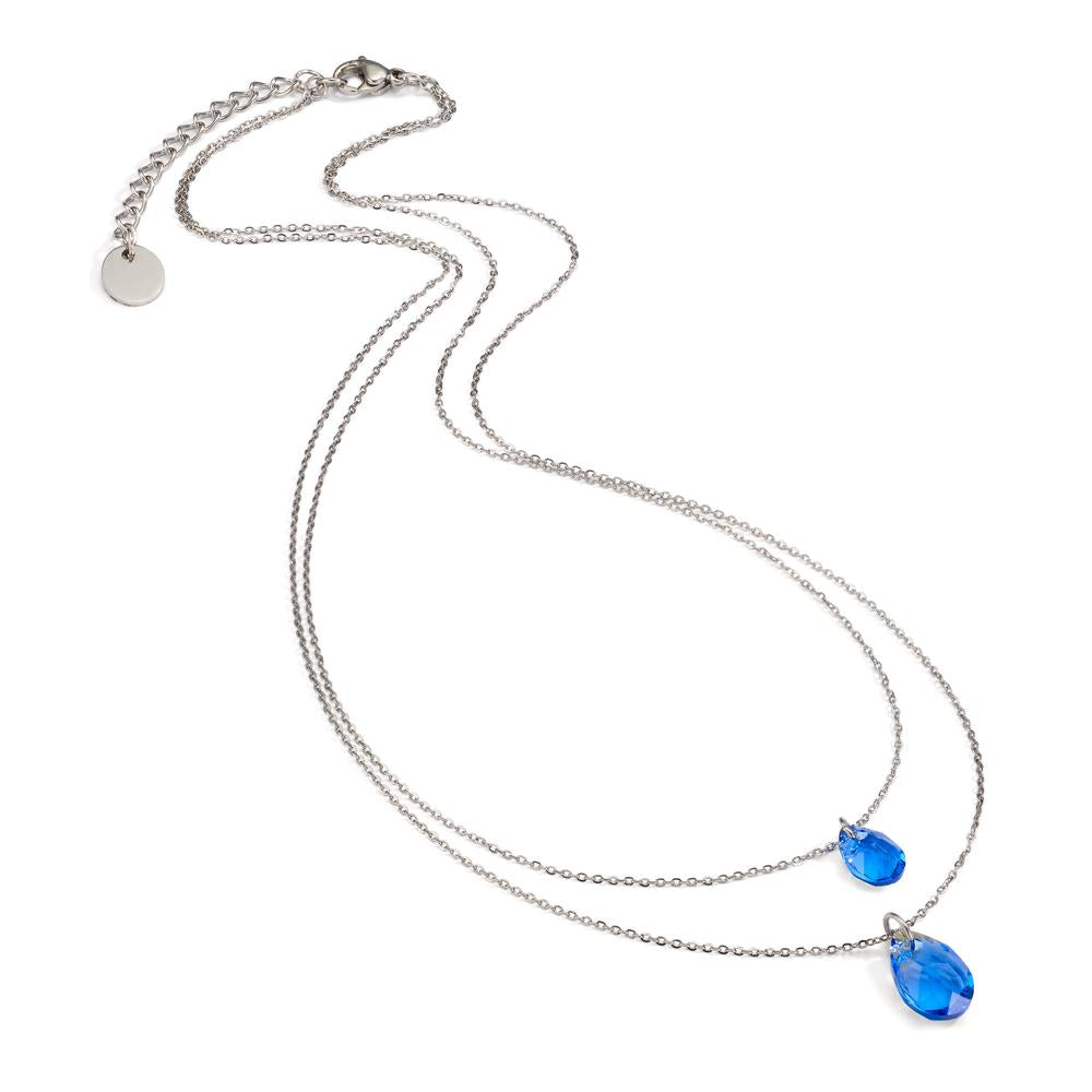 Collana Acciaio inossidabile Zirconia blu, 2 pietra 40-44 cm