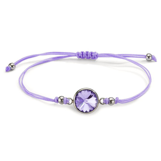 Bracciale Acciaio inossidabile, Tessile Zirconia viola 14-21 cm