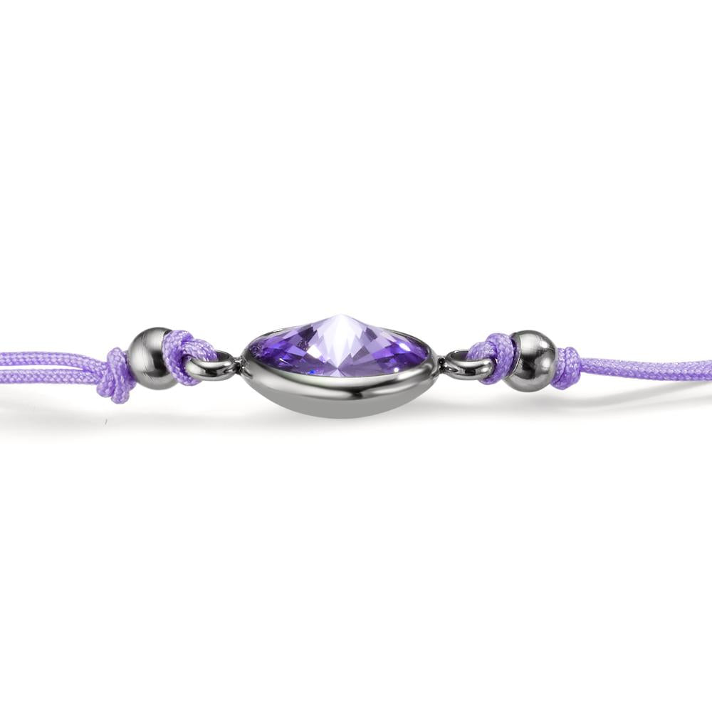 Bracciale Acciaio inossidabile, Tessile Zirconia viola 14-21 cm