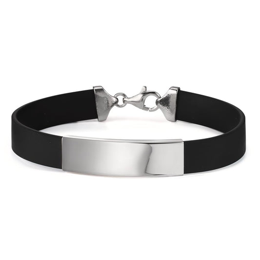 Bracciale con incisione Argento, Gomma rodiato 21 cm