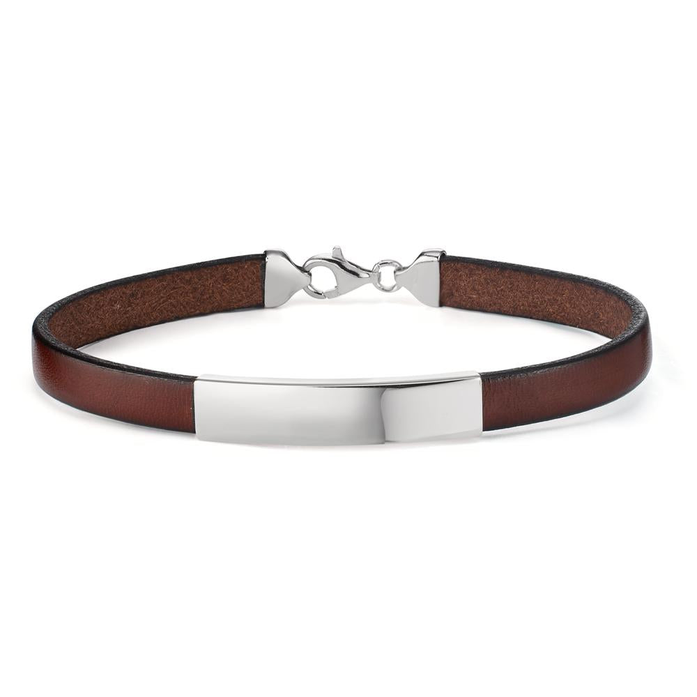 Bracciale con incisione Argento, Pelle rodiato 21 cm