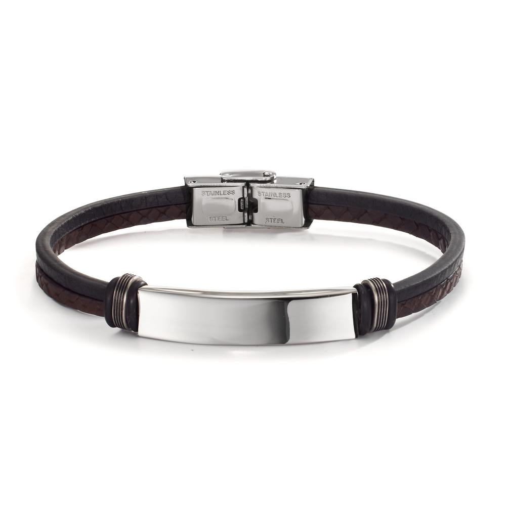 Bracciale con incisione Acciaio inossidabile, Pelle 22 cm