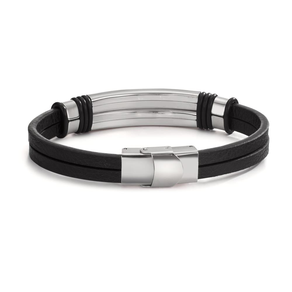 Bracciale con incisione Acciaio inossidabile, Pelle, Gomma 22 cm