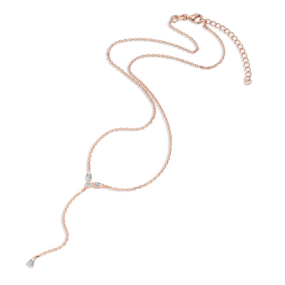 Collana Argento Zirconia 4 pietra rosa dorato 40-45 cm