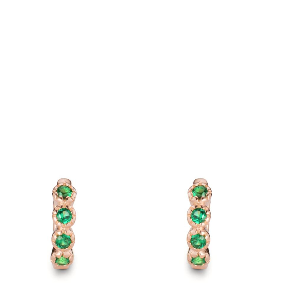 Orecchini circolari Argento Zirconia verde, 8 pietra rosa dorato