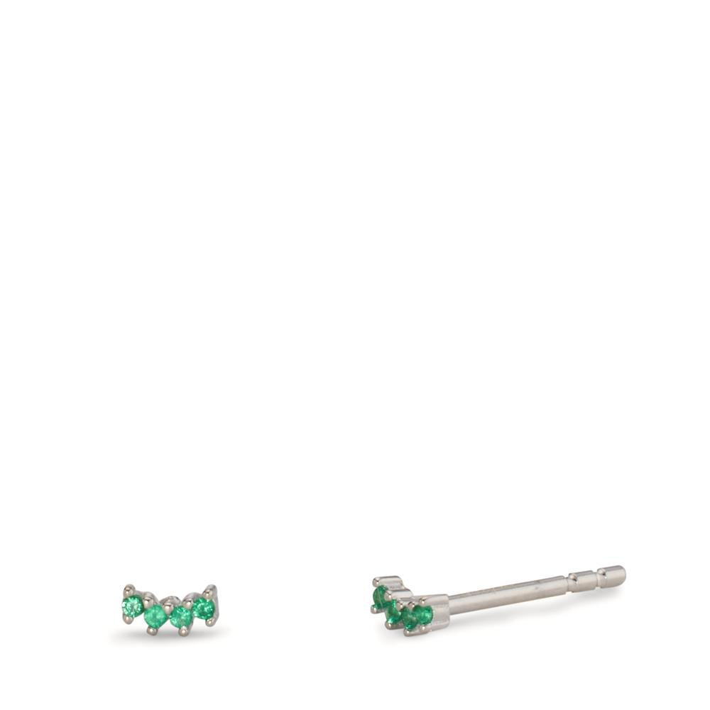 Orecchini a bottone Argento Zirconia verde, 8 pietra rodiato