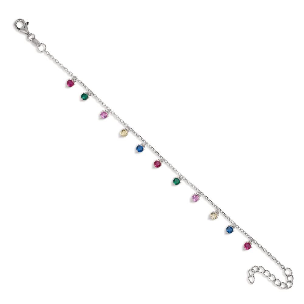 Bracciale Argento Zirconia colorato, 11 pietra rodiato 16-19 cm