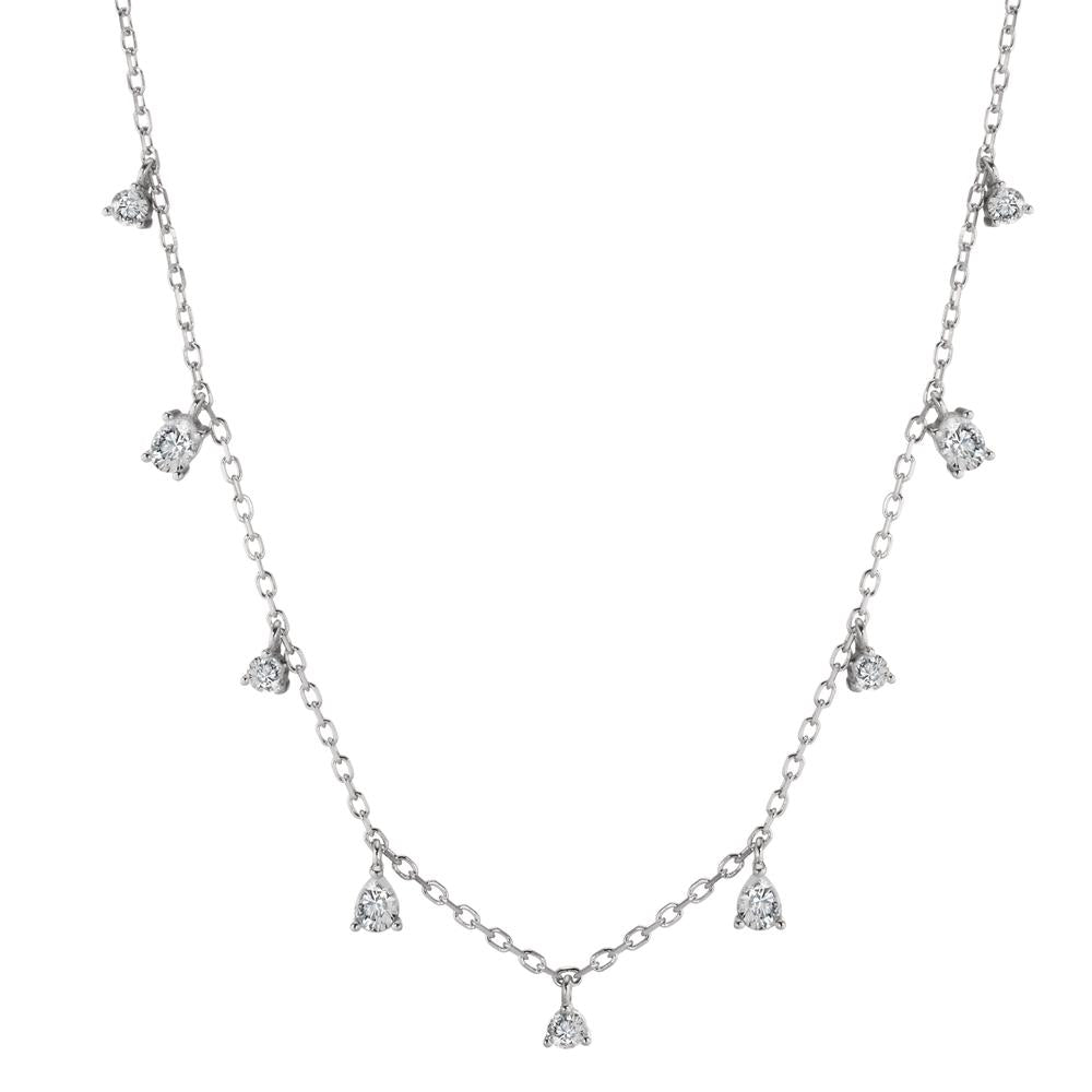 Collana Argento Zirconia 9 pietra rodiato 40-45 cm