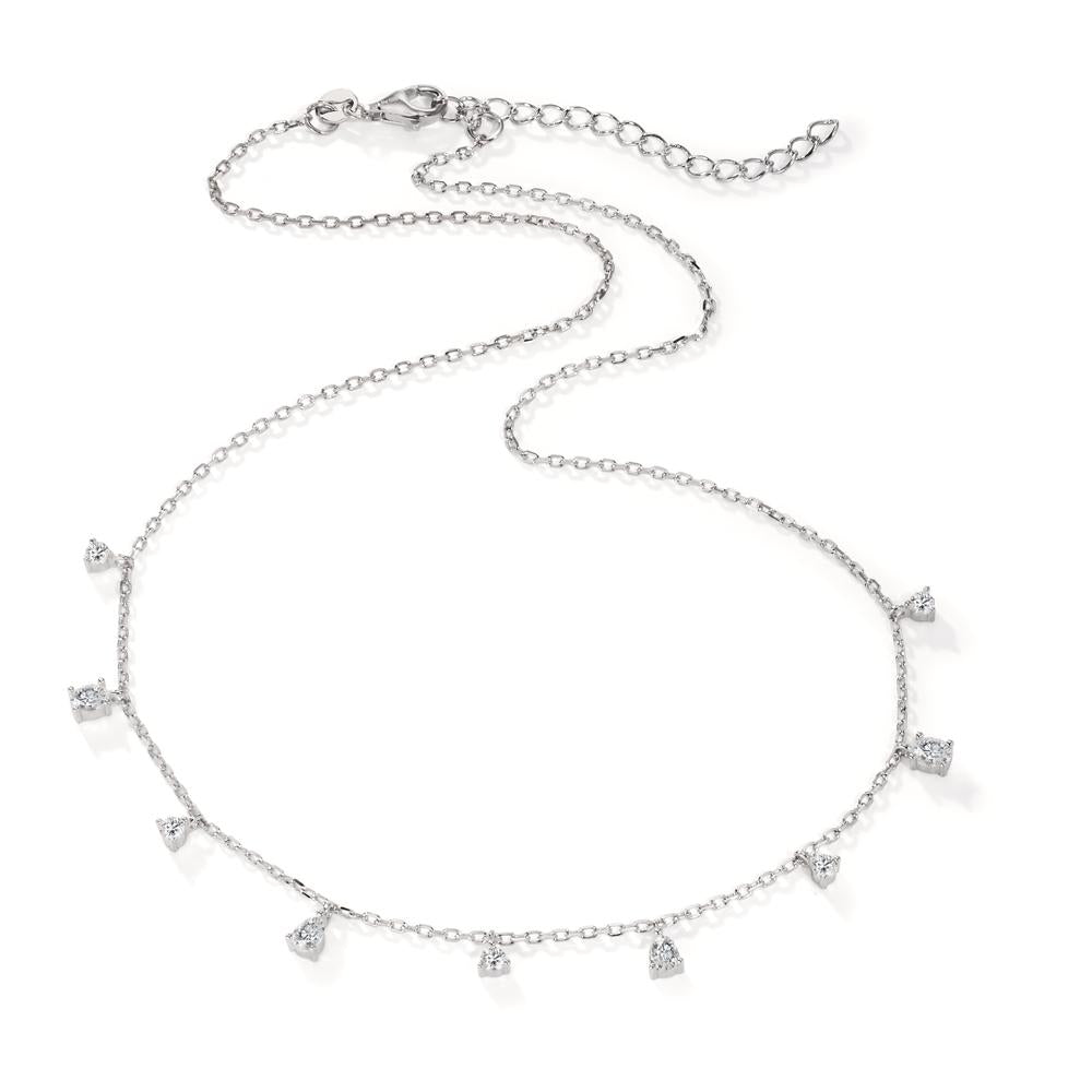 Collana Argento Zirconia 9 pietra rodiato 40-45 cm