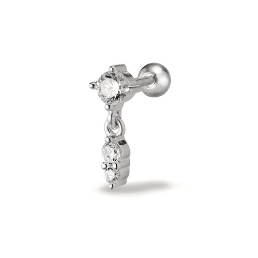 Piercing Argento Zirconia 3 pietra rodiato Ø4 mm