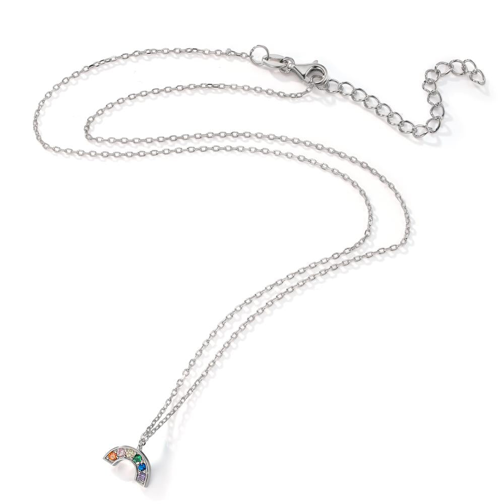 Collana Argento Zirconia colorato, 6 pietra rodiato 40-45 cm