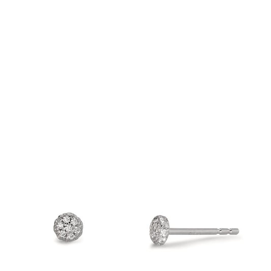 Orecchini a bottone Argento Zirconia rodiato Ø4 mm