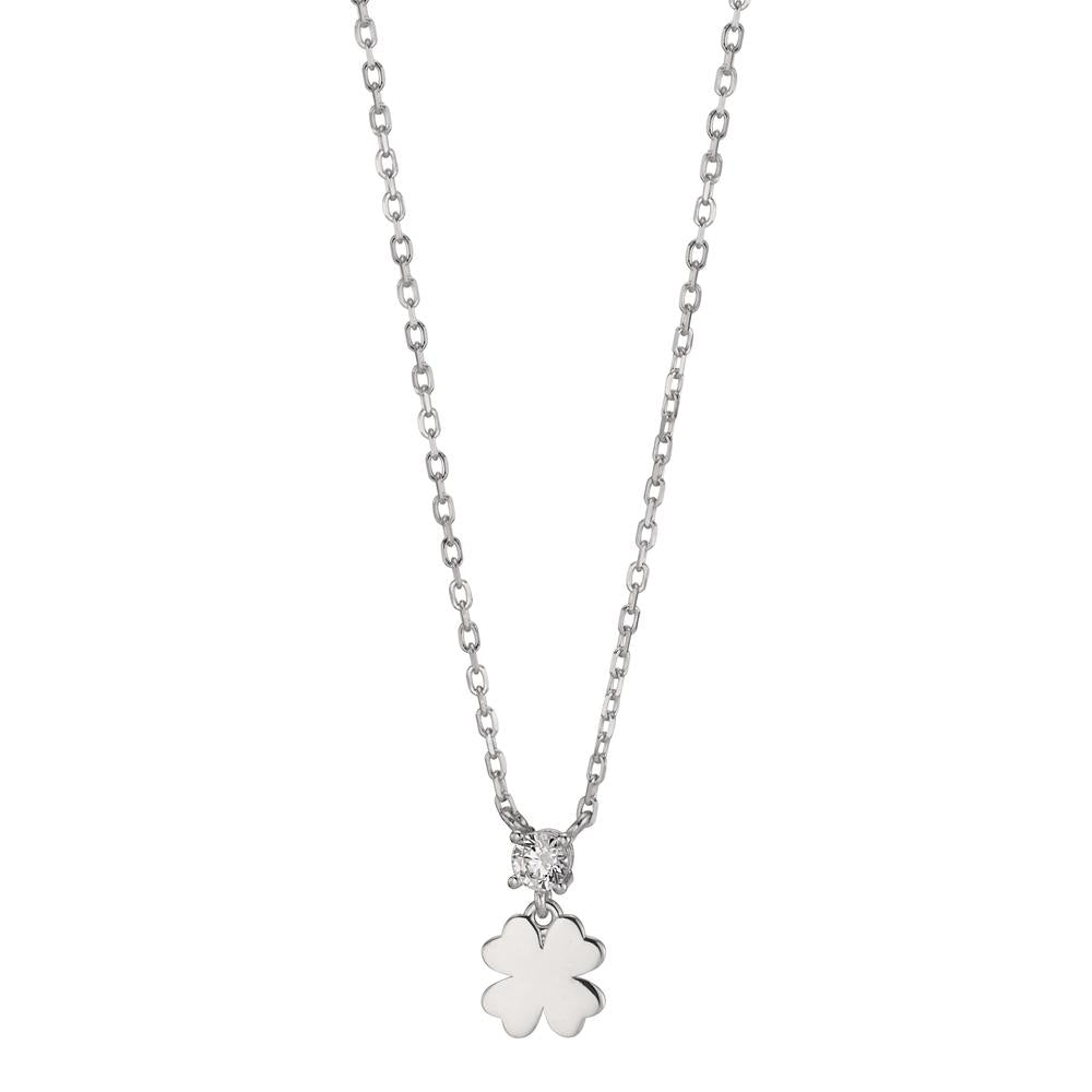 Collana Argento Zirconia rodiato Trifoglio 40-45 cm