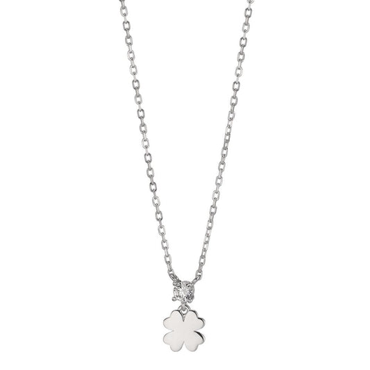 Collana Argento Zirconia rodiato Trifoglio 40-45 cm