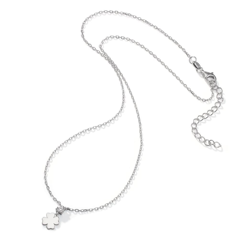 Collana Argento Zirconia rodiato Trifoglio 40-45 cm