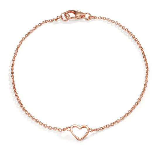 Bracciale Argento rosa dorato Cuore 18 cm