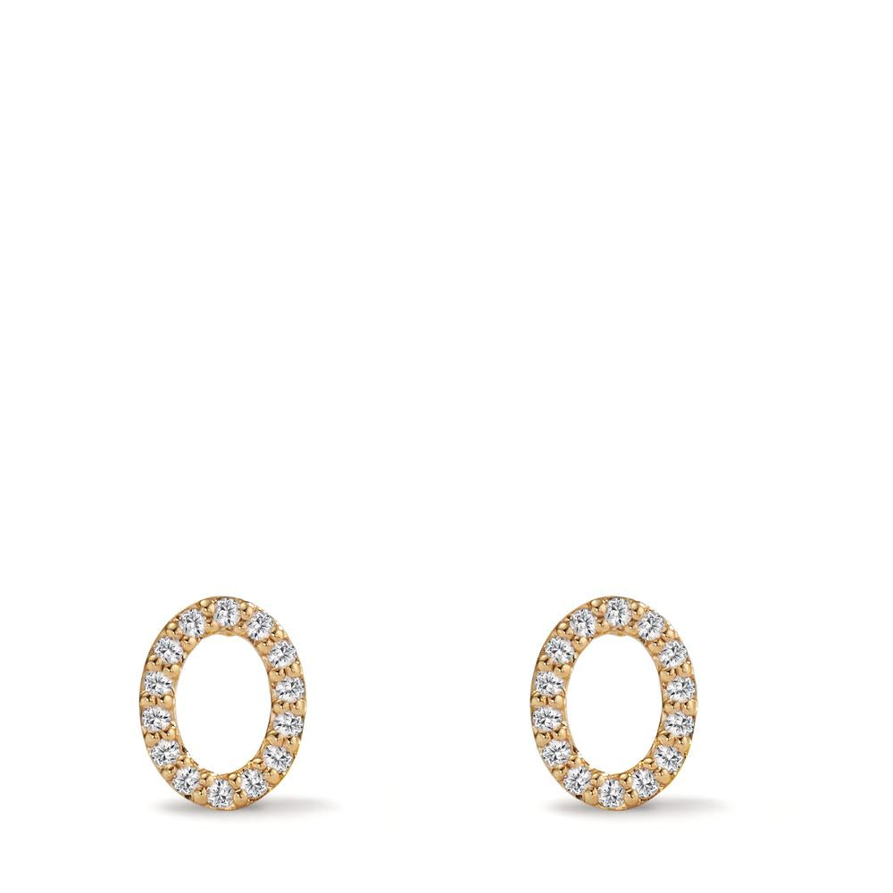 Orecchini a bottone Oro giallo 375/9K Zirconia Ø7 mm