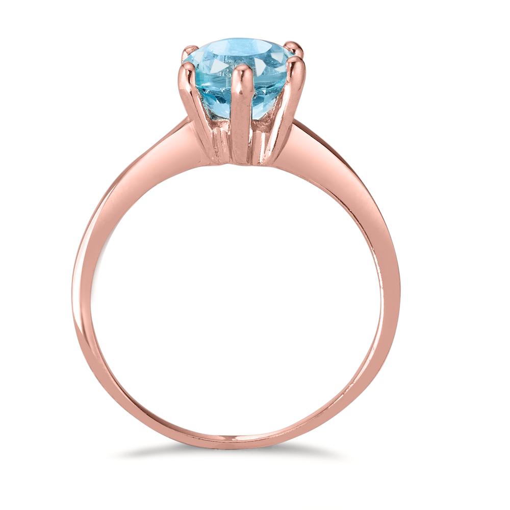 Anello Argento Topazio blu, 7 mm rosa dorato