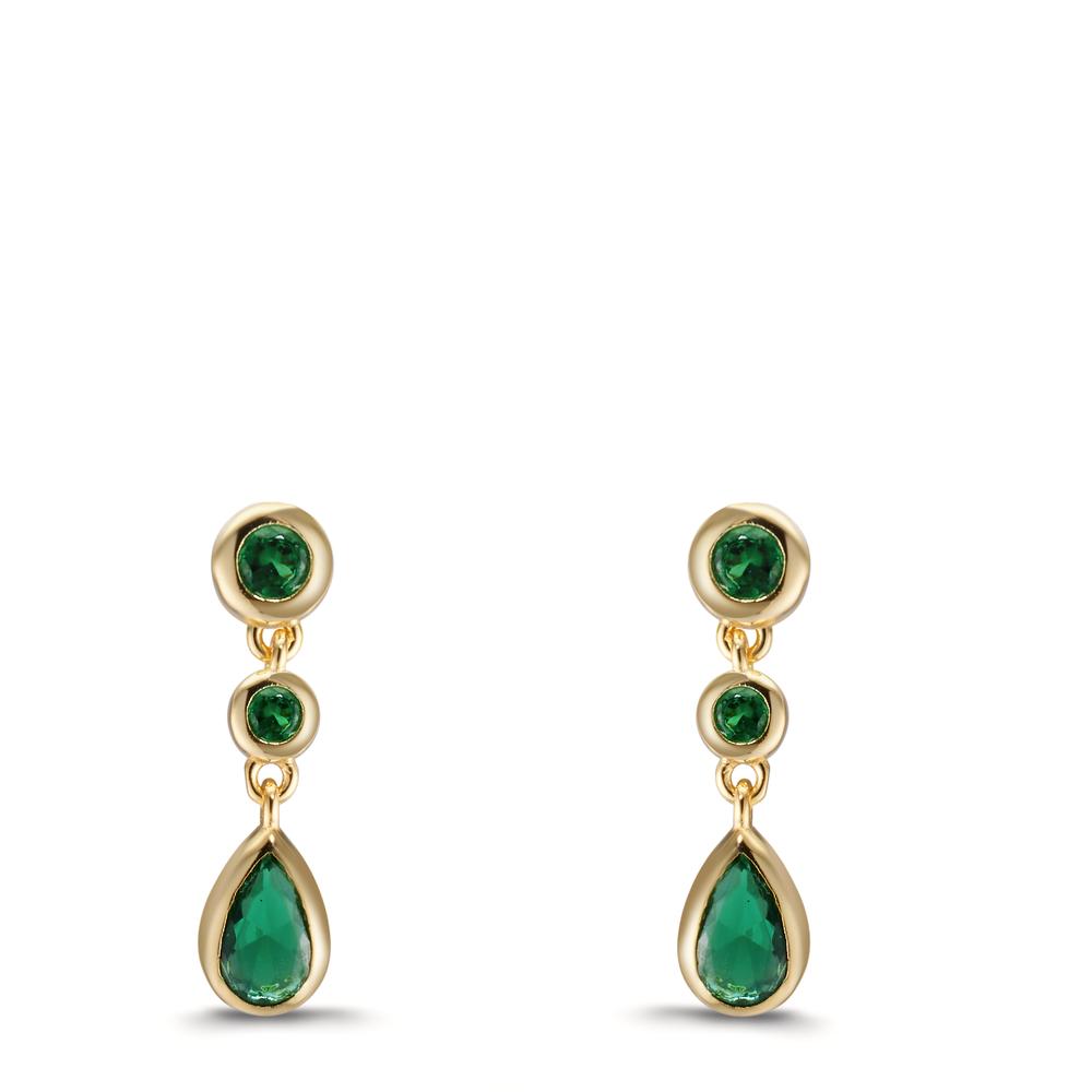 Orecchini Argento Zirconia verde, 6 pietra giallo dorato