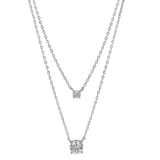 Collana Argento Zirconia 2 pietra rodiato 40-45 cm