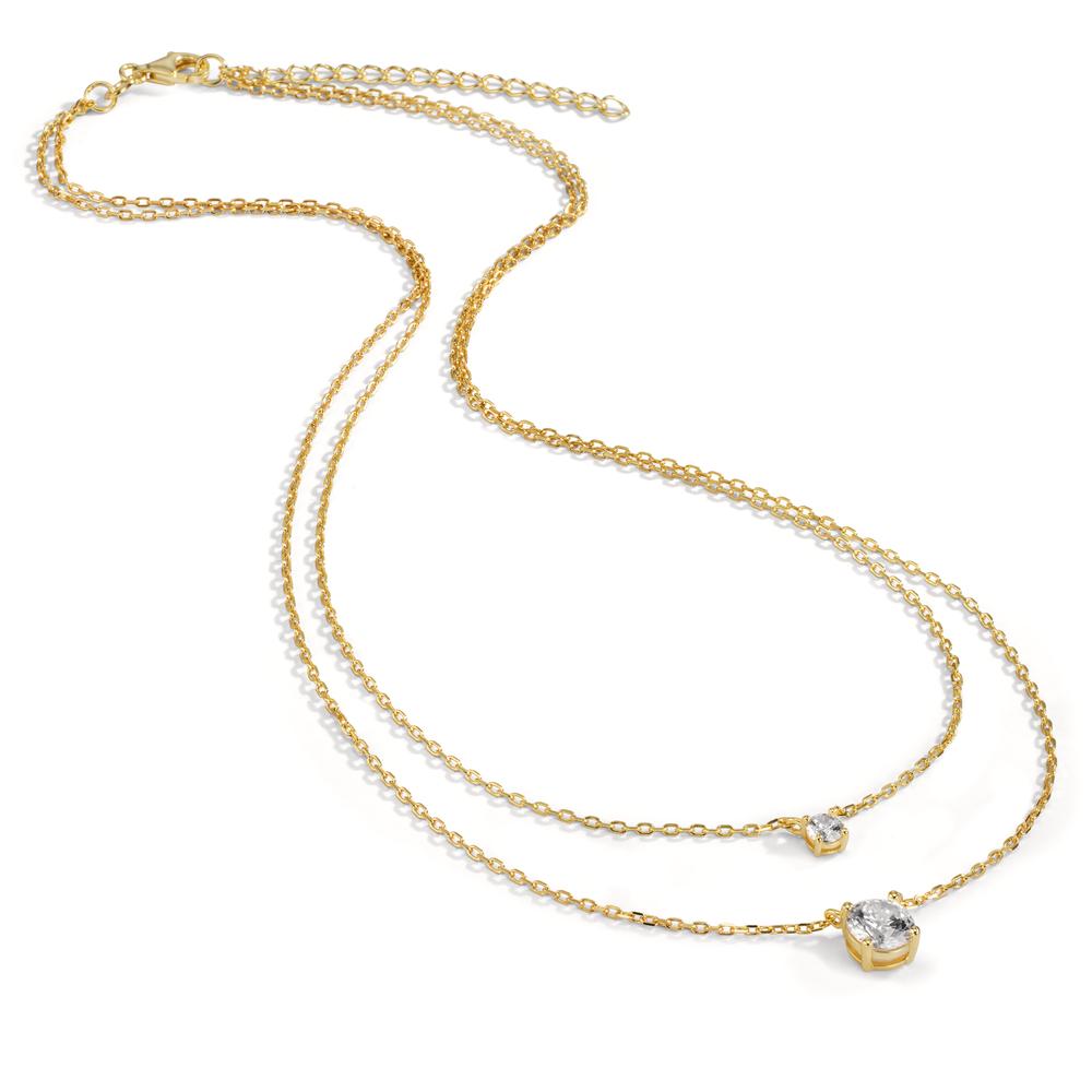 Collana Argento Zirconia 2 pietra giallo dorato 40-45 cm