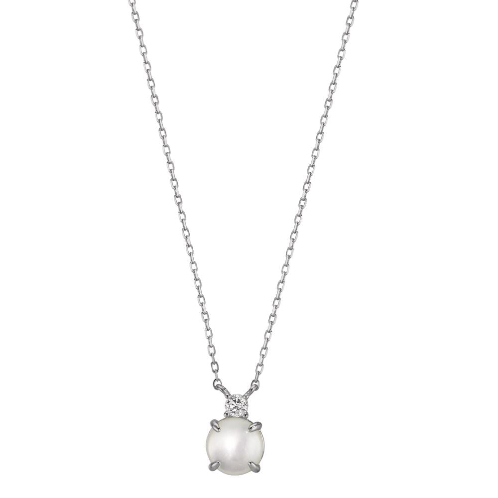 Collana Argento Zirconia rodiato Madreperla 40-45 cm