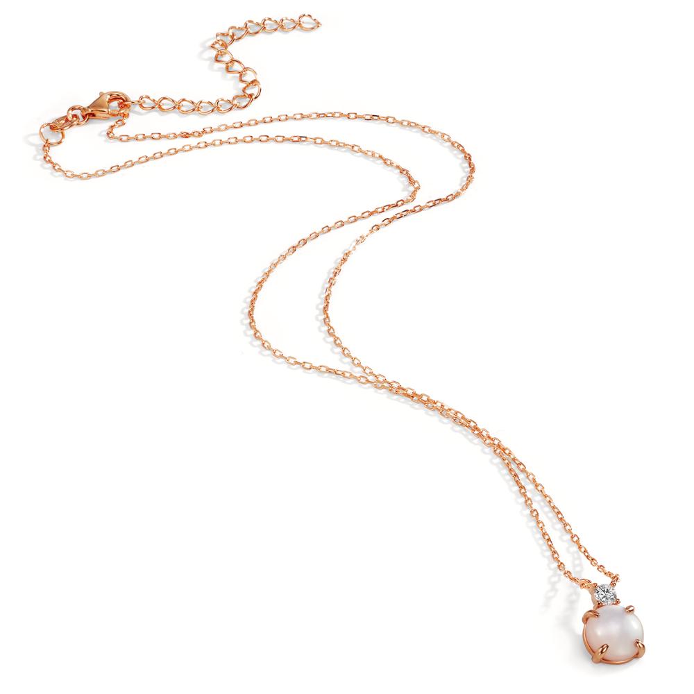 Collana Argento Zirconia rosa dorato Madreperla 40-45 cm