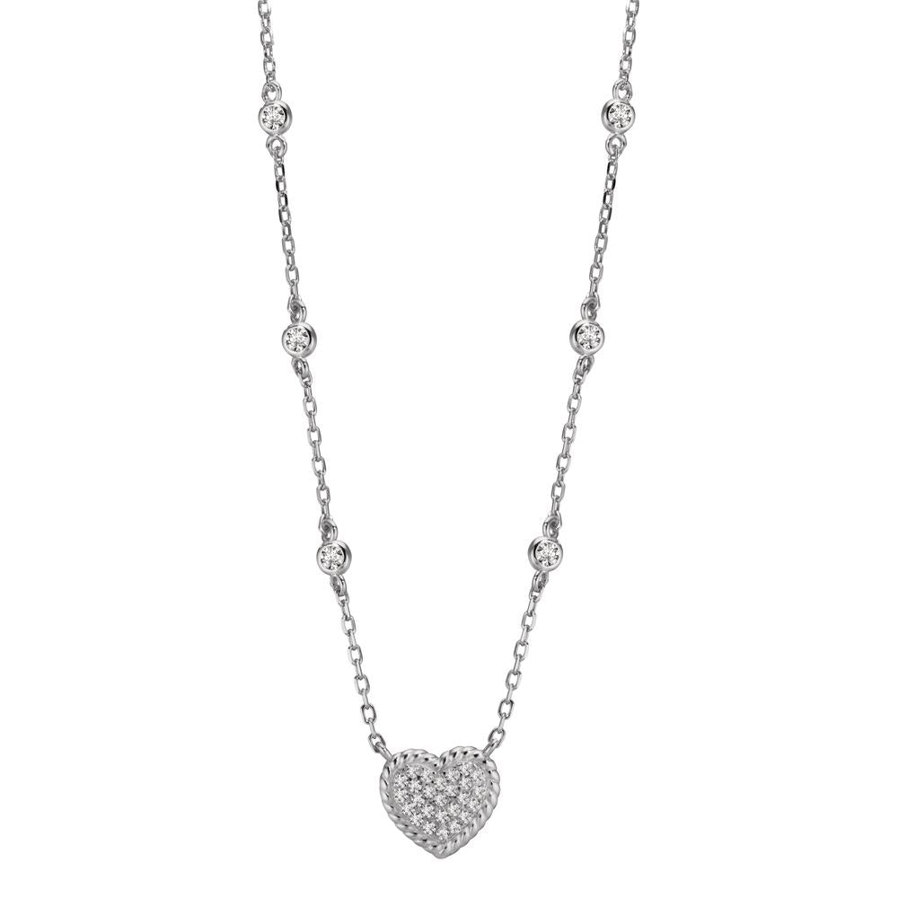 Collana Argento Zirconia rodiato Cuore 40-45 cm