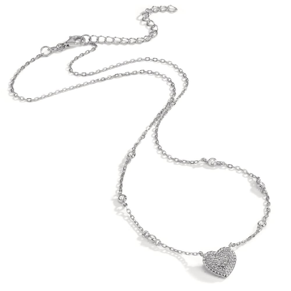 Collana Argento Zirconia rodiato Cuore 40-45 cm