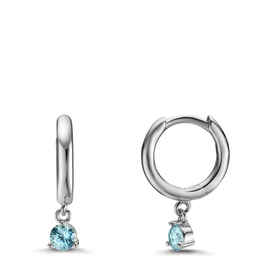 Orecchini circolari Argento Zirconia acqua rodiato