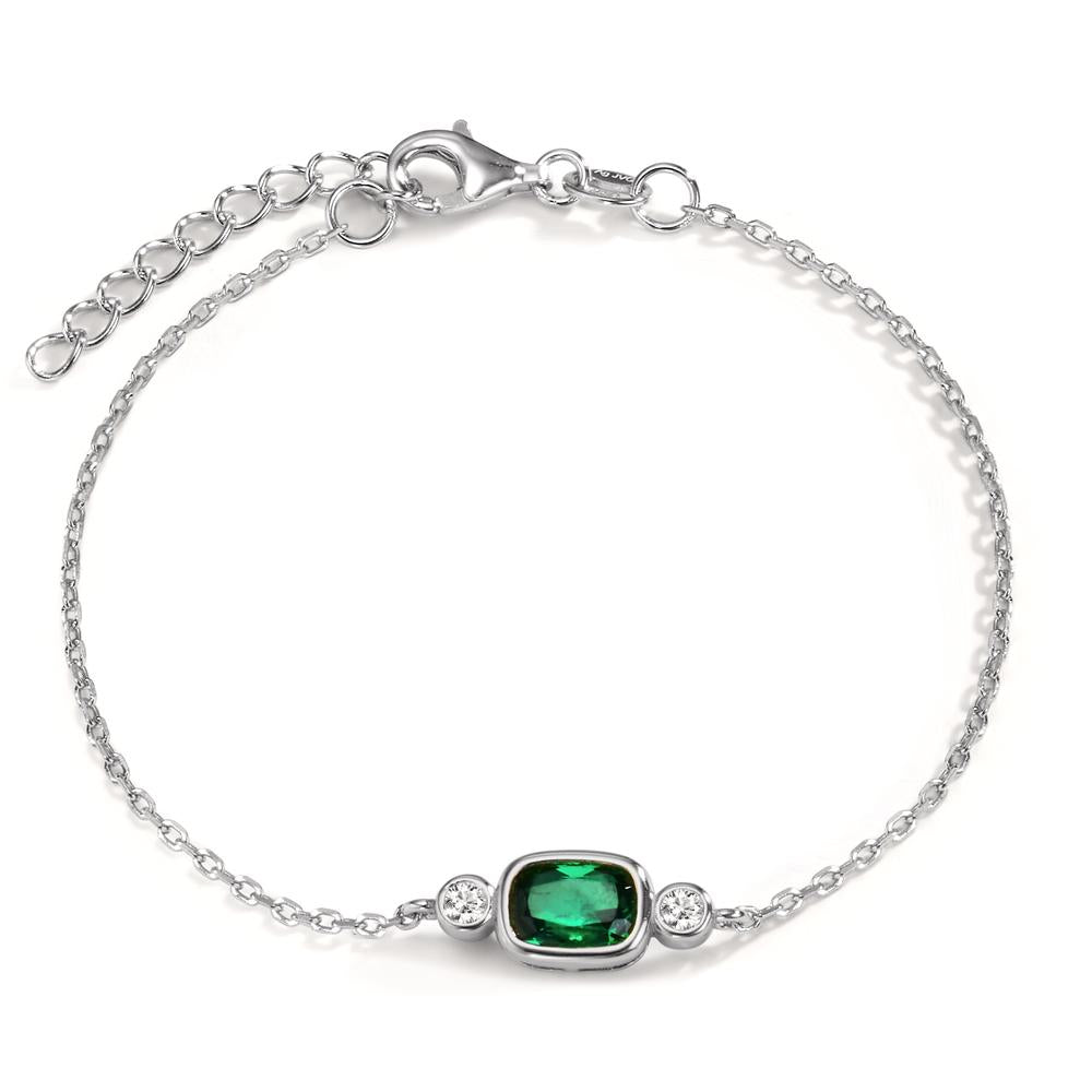 Bracciale Argento Zirconia verde, Zirconia bianco, 2 pietra rodiato 16-19 cm