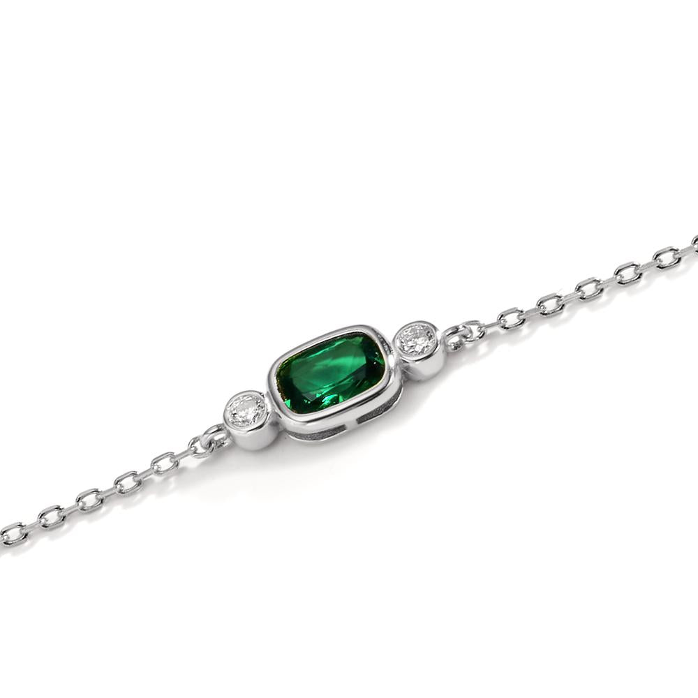 Bracciale Argento Zirconia verde, Zirconia bianco, 2 pietra rodiato 16-19 cm