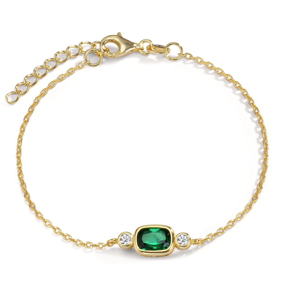 Bracciale Argento Zirconia verde, Zirconia bianco, 2 pietra giallo dorato 16-19 cm