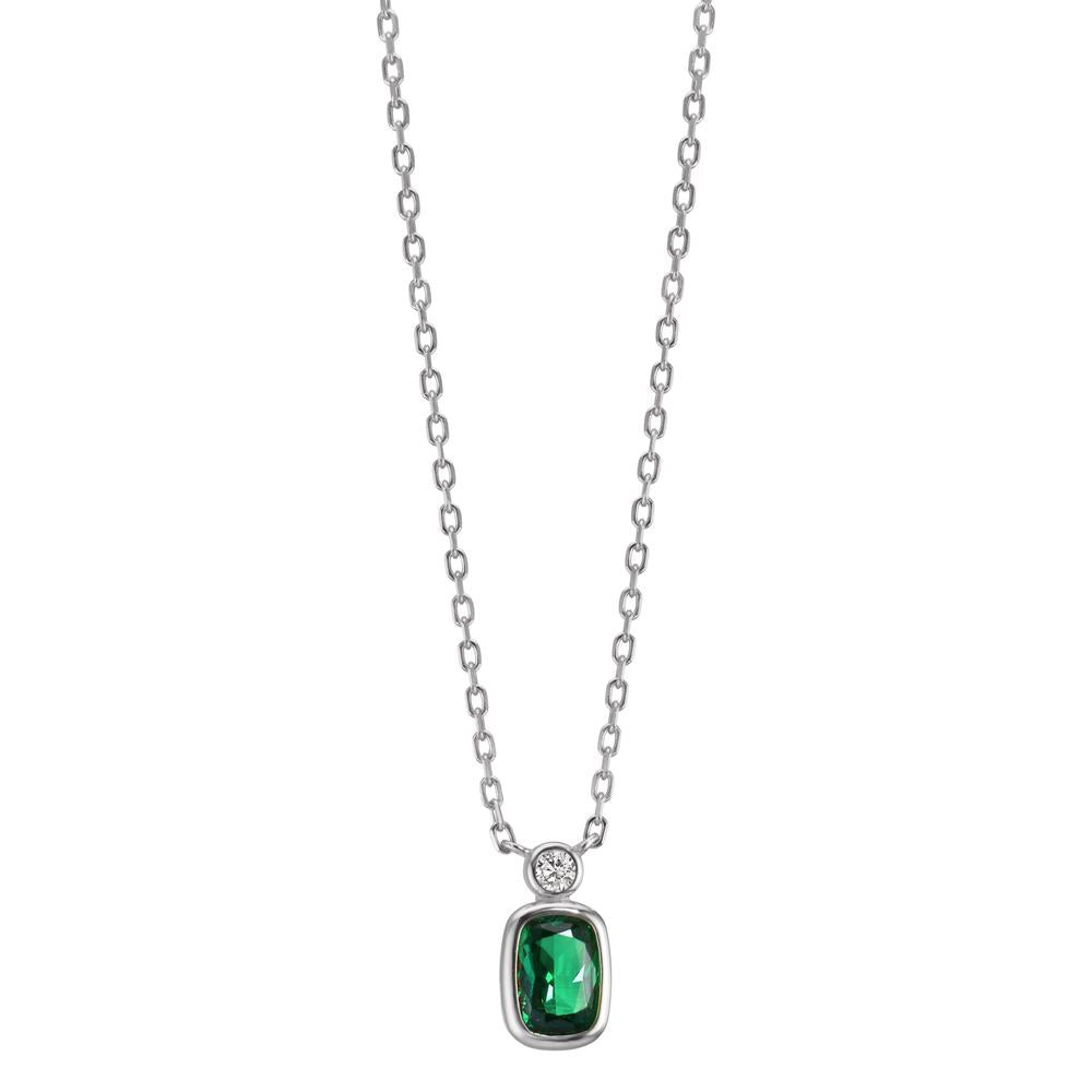 Collana Argento Zirconia verde, Zirconia bianco rodiato 40-45 cm