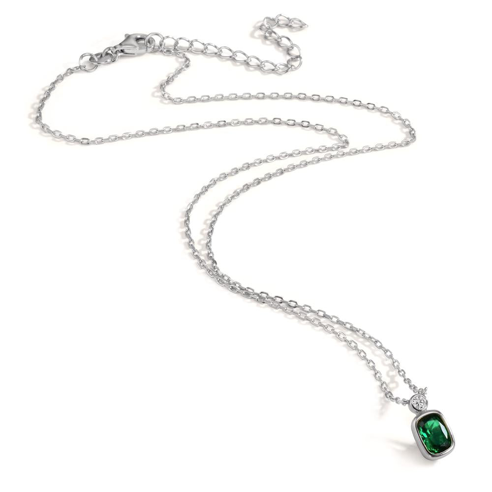 Collana Argento Zirconia verde, Zirconia bianco rodiato 40-45 cm