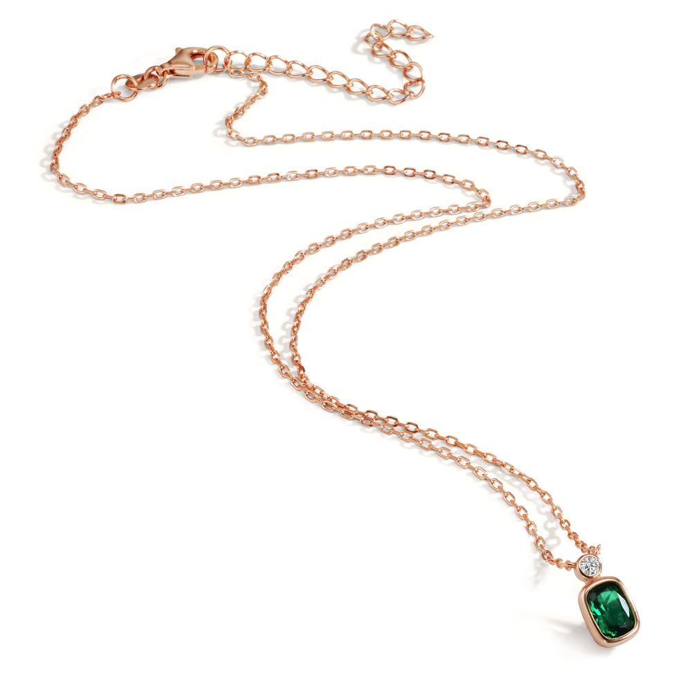 Collana Argento Zirconia verde, Zirconia bianco rosa dorato 40-45 cm