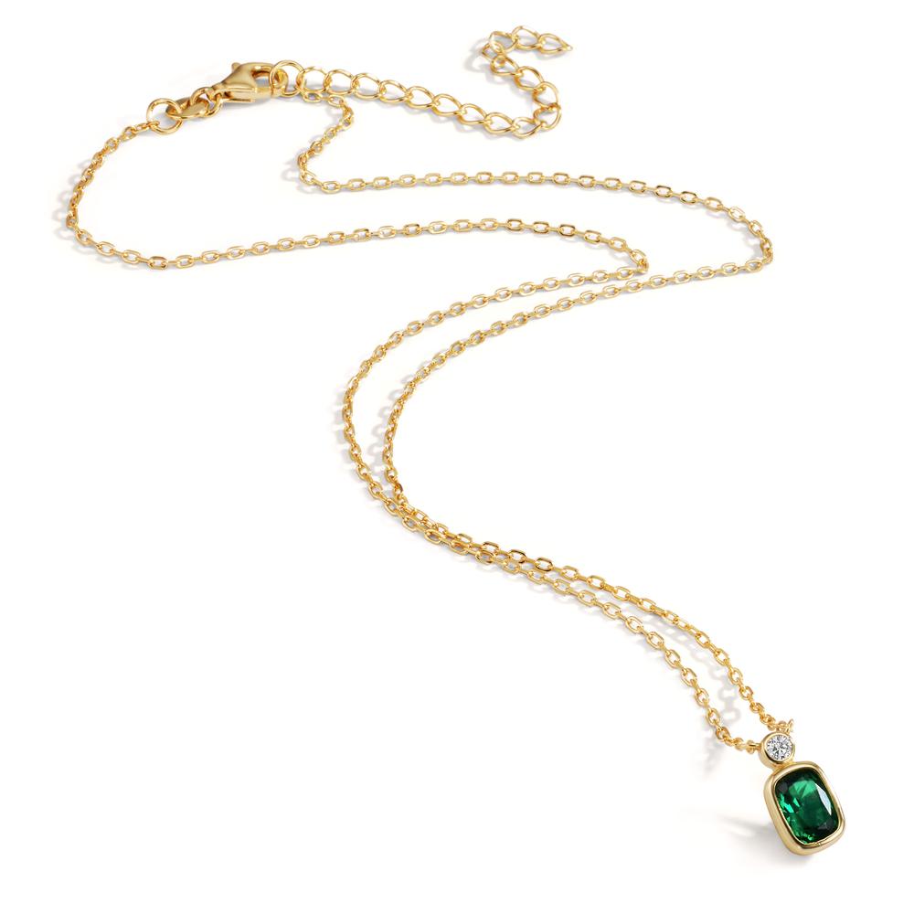 Collana Argento Zirconia verde, Zirconia bianco giallo dorato 40-45 cm