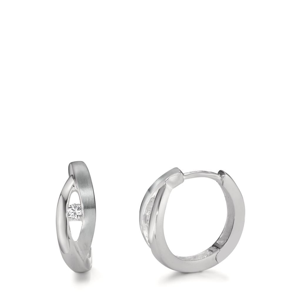 Orecchini circolari Argento Zirconia bianco, 2 pietra