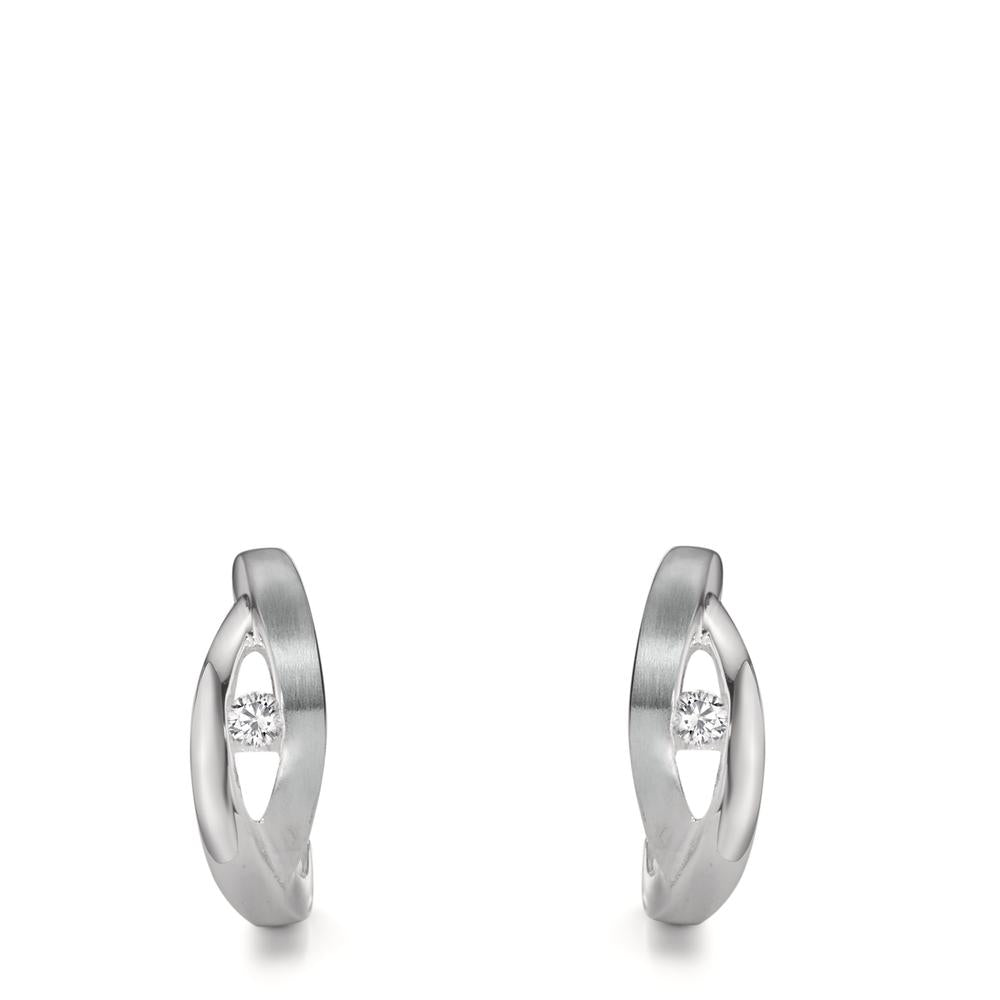 Orecchini circolari Argento Zirconia bianco, 2 pietra