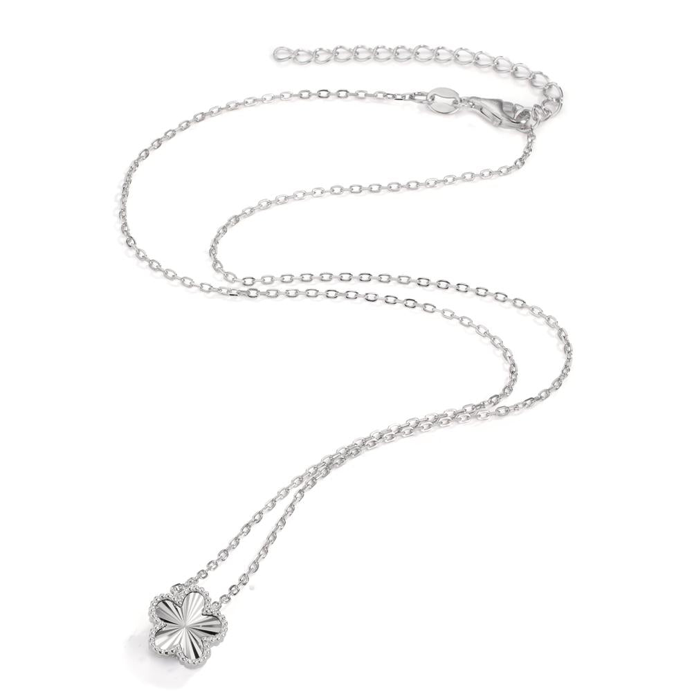 Collana Argento Zirconia rodiato Fiore 40-45 cm