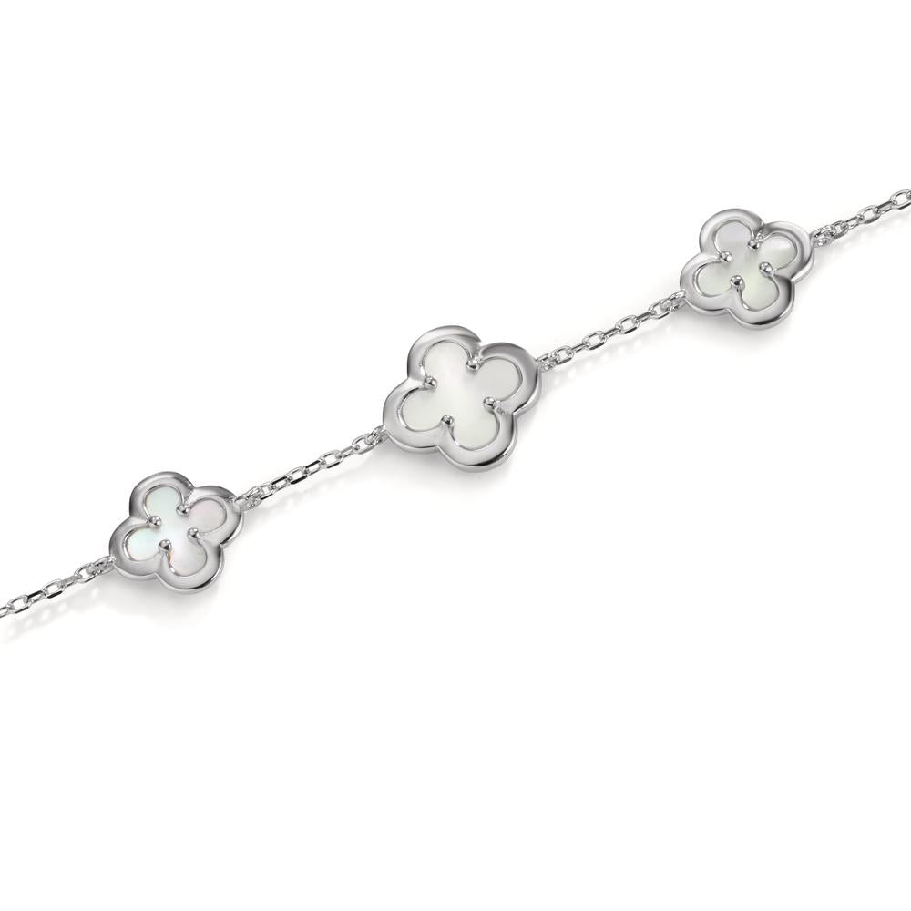 Bracciale Argento rodiato Madreperla Fiore 16-19 cm