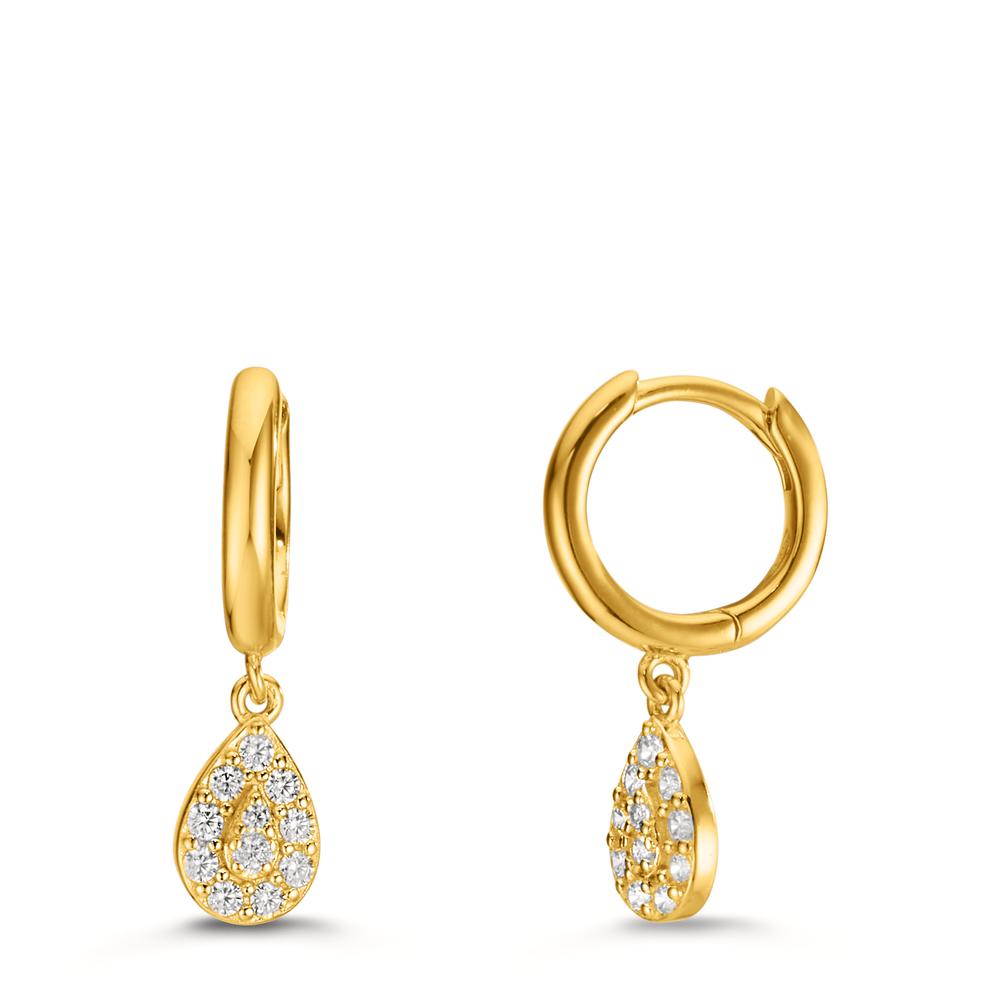 Orecchini circolari Argento Zirconia giallo dorato