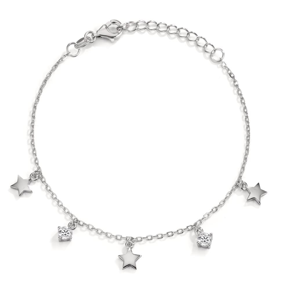 Bracciale Argento Zirconia 2 pietra rodiato Stella 16-19 cm