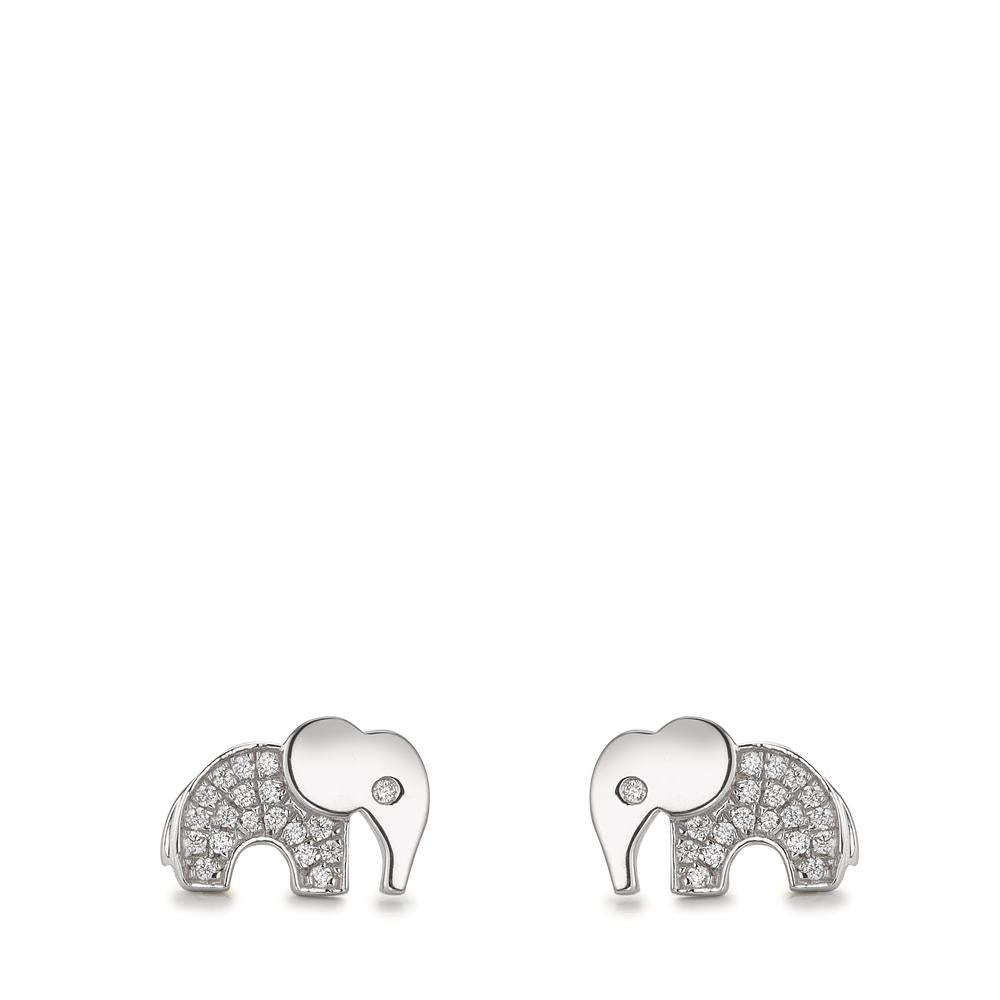 Orecchini a bottone Argento Zirconia rodiato Elefante