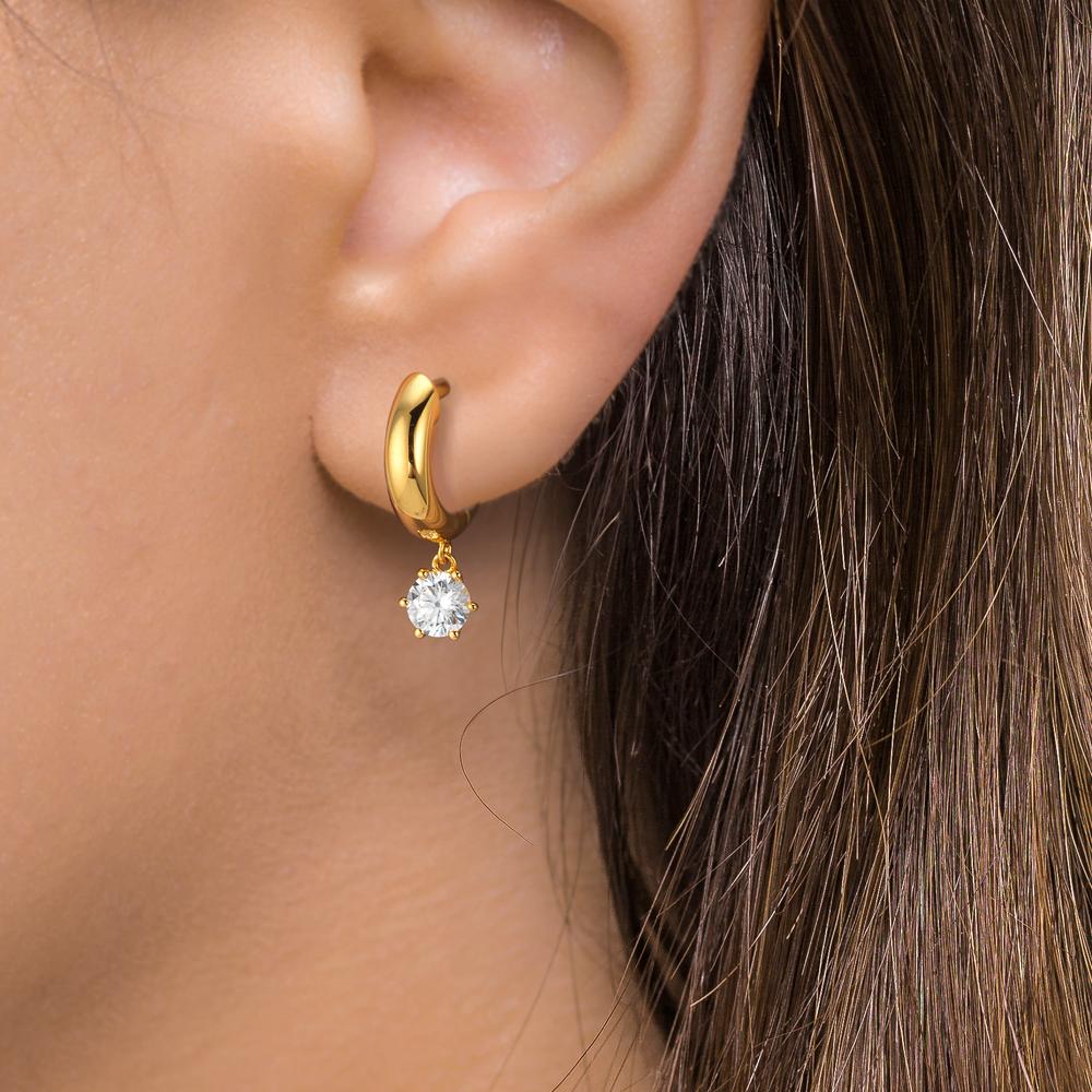 Orecchini circolari Argento Zirconia 2 pietra, 5 mm giallo dorato